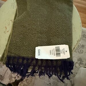 L.L. Bean Chevron Pattern Scarf in Olive and Navy